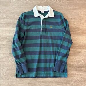 Brooks Brothers Navy and Green Striped Rugby Shirt